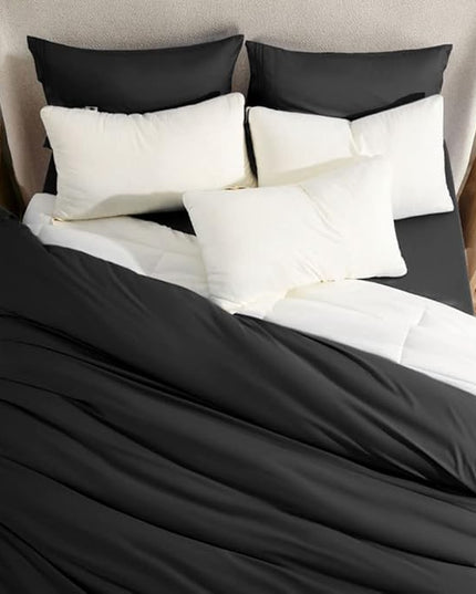 SONORO KATE Bed Sheet Set Super Soft Microfiber 1800 Thread Count Luxury Egyptian Sheets 18-Inch Deep Pocket Wrinkle-4 Piece(Queen Black) - LeafyLoom
