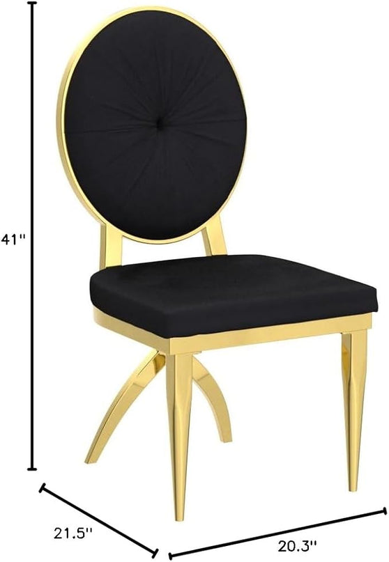 ACEDÉCOR Black and Gold Dining Chairs Set of 4, Black Velvet Upholstered Dining Chairs with Oval Back and Gold X Shaped Legs for Kitchen, Dining Room, Living Room,Department - LeafyLoom