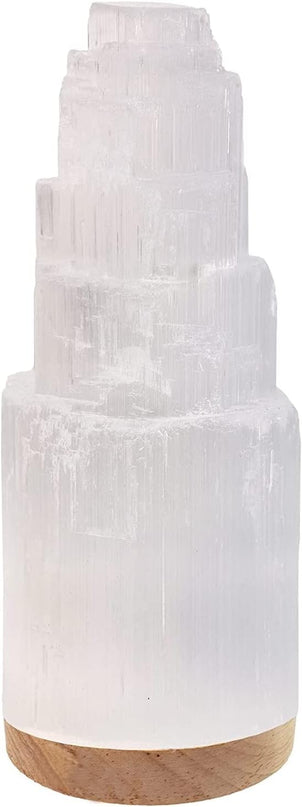 Himalayan Glow WBM Selenite Crystal Lamp, Morrocan Lamp Decorative Night Light | 7 Inch Tall - LeafyLoom