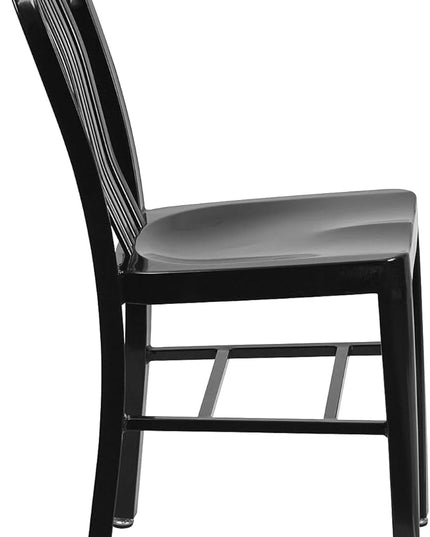 Flash Furniture Commercial Grade Black Metal Indoor-Outdoor Chair - LeafyLoom