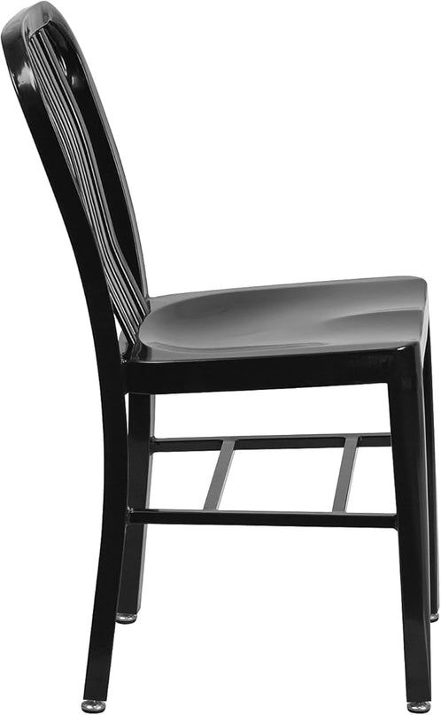 Flash Furniture Commercial Grade Black Metal Indoor-Outdoor Chair - LeafyLoom