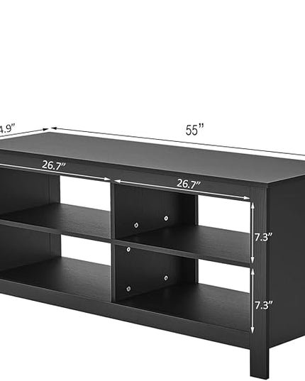 Panana TV Stand, Moden 4 Cubby TV Stand for 60 inch TV, Farmhouse Television Stands Entertainment Center Media Stand with Storage TV Table Stand for Living Room - LeafyLoom