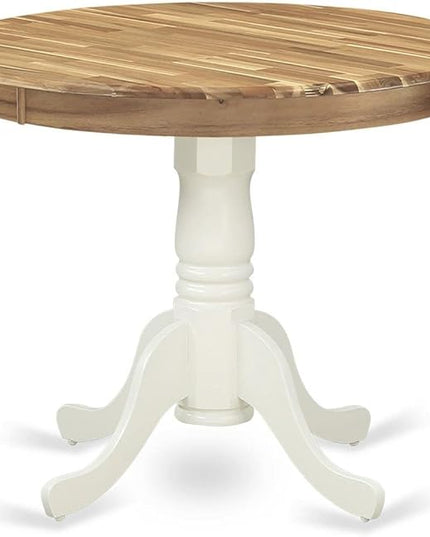 East West Furniture Antique Dining Round Wooden Table Top with Pedestal Base, 36x36 Inch, AMT-NLW-TP - LeafyLoom