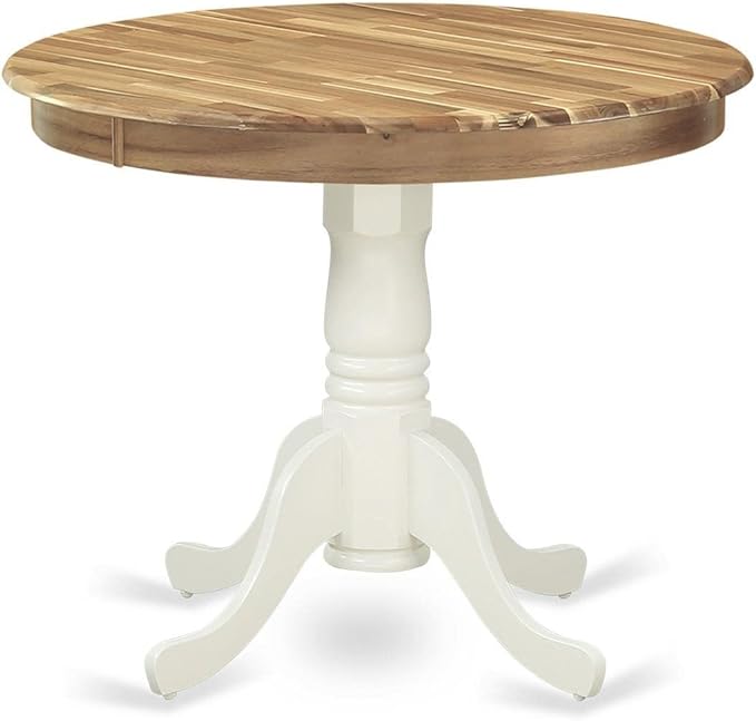 East West Furniture Antique Dining Round Wooden Table Top with Pedestal Base, 36x36 Inch, AMT-NLW-TP - LeafyLoom