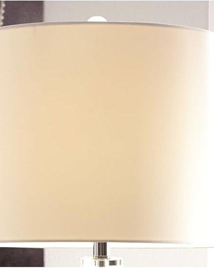 Signature Design by Ashley Jaslyn Ombre 28" Glass Table Lamp with White Shade, Silver Finish - LeafyLoom