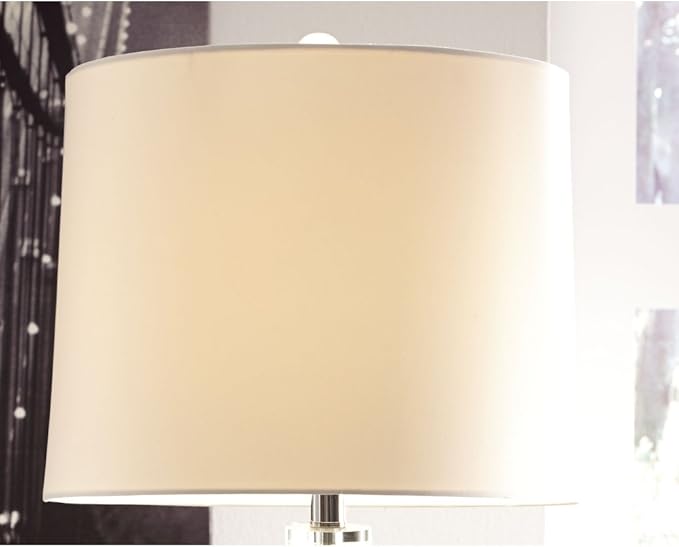 Signature Design by Ashley Jaslyn Ombre 28" Glass Table Lamp with White Shade, Silver Finish - LeafyLoom