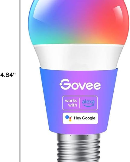 Govee Smart Light Bulbs, Color Changing Light Bulb, Works with Alexa and Google Assistant, 16 Million Colors RGBWW, WiFi & Bluetooth LED Light Bulbs, Music Sync, A19, 800 Lumens, 1 Pack Govee