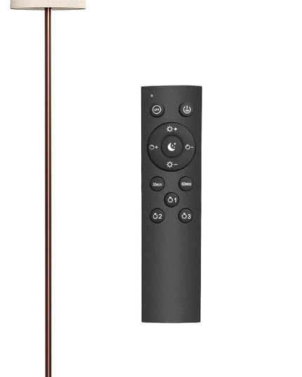 Floor Lamp for Living Room, Modern Standing lamp with Remote Control, Stepless Dimmable 12W Bulb & Beige Lampshade Included, Brown Pole Tall Floor Lamp for Bedroom Office - LeafyLoom