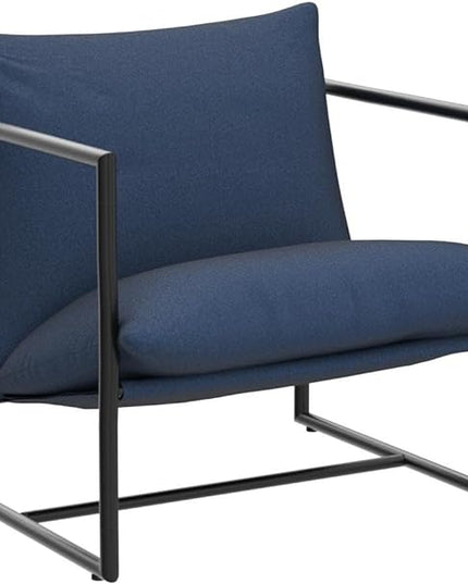 ZINUS Aidan Sling Accent Chair / Metal Framed Armchair with Shredded Foam Cushioning, Navy - LeafyLoom