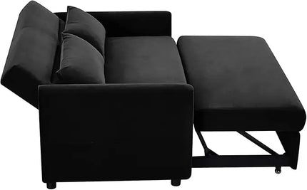 57.1" Convertible Sofa Bed, 3 in 1 Multi-Functional Lounge Chair Sleeper Loveseat , Pull Out Couch Guest Bed Futon Sofabed Sofacama with Adjustable Backrest and Side Pockets for Living Room Office - LeafyLoom
