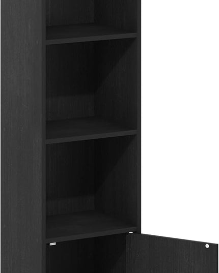 Furinno Luder Shelf Bookcase with 1 Door Storage Cabinet, Blackwood - LeafyLoom