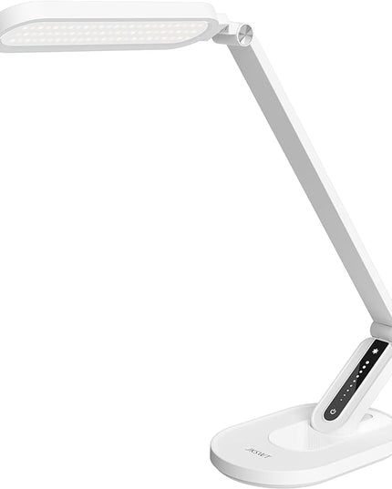 LED Desk Lamp for Reading, Eye-Caring Natural Light Protects Eyes Dimmable Office Table Lamps with 5 Color Modes USB Charging Port Touch Control and Memory Function,10W - LeafyLoom