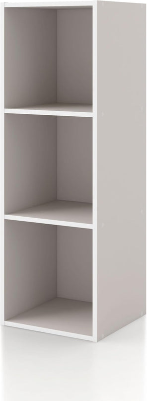 Apexa 3 Cube Storage Organizer Shelves, Stackable Wood Bookcase Fits Cubby Bins for Organization, Dorm Teen Room Decor & Home Office, Greige - LeafyLoom