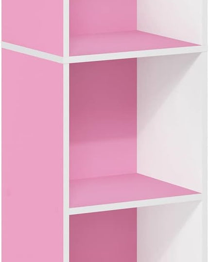 Furinno Luder Bookcase / Book / Storage, 5-Tier Cube, Pink/White - LeafyLoom