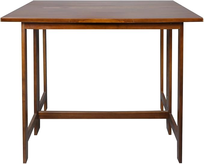 Casual Home Solid Wood Folding Convertible Dining Console Table, 40" W x 28" D x 30" H, Warm Brown - LeafyLoom
