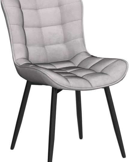 YOUTASTE Grey Dining Chairs Set of 2 PU Leather Upholstered Modern Armless Dining Room Chair with Back Metal Kitchen Dinner Accent Guest Chairs for Vanity Reception Waiting Room - LeafyLoom
