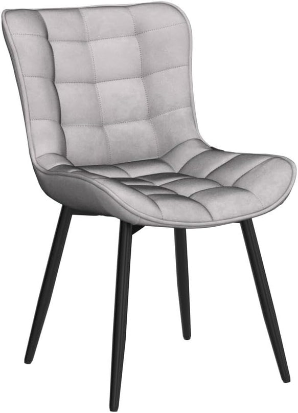 YOUTASTE Grey Dining Chairs Set of 2 PU Leather Upholstered Modern Armless Dining Room Chair with Back Metal Kitchen Dinner Accent Guest Chairs for Vanity Reception Waiting Room - LeafyLoom