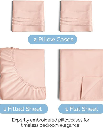 Full Size 4 Piece Sheet Set - Comfy Breathable & Cooling Sheets - Hotel Luxury Bed Sheets for Women & Men - Deep Pockets, Easy-Fit, Soft & Wrinkle Free Sheets - Lavender Pink Oeko-Tex Bed Sheet Set - LeafyLoom