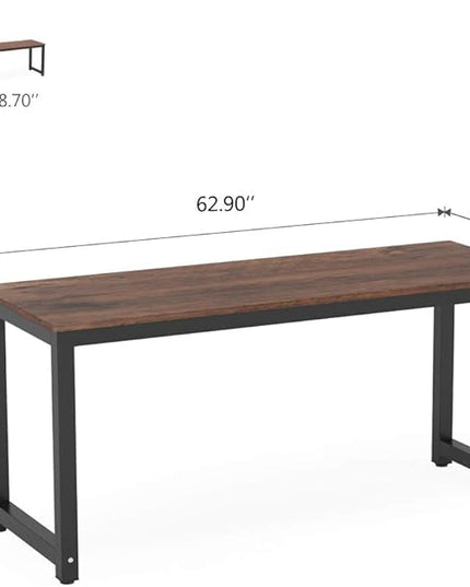 Tribesigns Computer Desk, 63 inch Large Office Desk Computer Table Study Writing Desk Workstation for Home Office, Rustic Brown - LeafyLoom