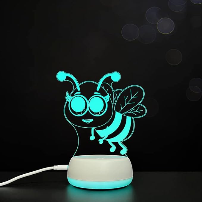 Hardworking Bee Kids Night Lights Bedroom Decor Lamp 7 Colors Change 3D Night Light Kids Optical Illusion Lamps Kids Lamp As a Gift Ideas for Students - LeafyLoom