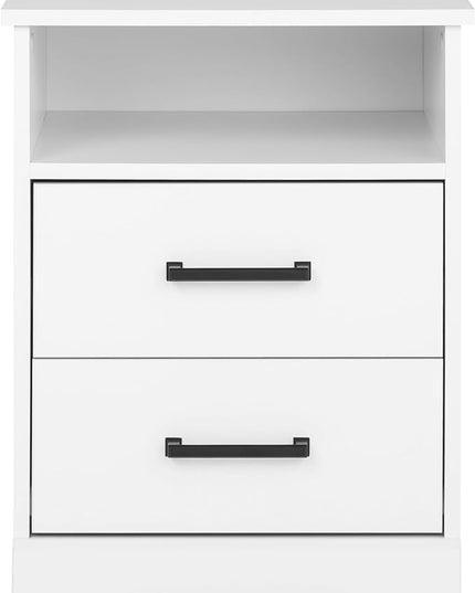 Prepac 2 Drawer Nightstand, 16.25in x 18.75in x 24.5in, Rustic White - LeafyLoom