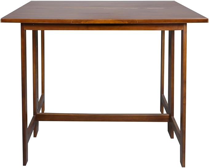 Casual Home Solid Wood Folding Convertible Dining Console Table, 40" W x 28" D x 30" H, Warm Brown - LeafyLoom