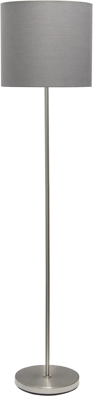 Simple Designs LF2004-GRY Brushed Nickel Stick Drum Shade Floor Lamp, Gray - LeafyLoom