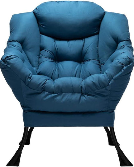 HollyHOME Modern Fabric Large Lazy Chair, Accent Oversized Comfy Reading Chair, Thick Padded Cozy Lounge Chair with Armrest, Steel Frame Leisure Sofa Chair for Living Room, Bedroom, Dorm, Navy Blue - LeafyLoom