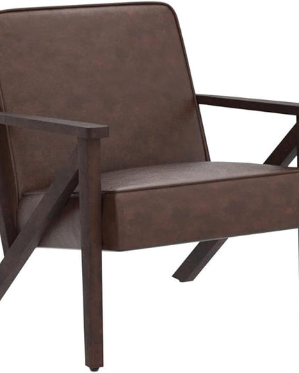 Yaheetech Accent Chair, Armchair with Strong Wood Frame, PU Leather Modern Retro Lounge Chair for Living Room/Lounge/Office/Reception Area, 2 Pieces, Dark Brown - LeafyLoom