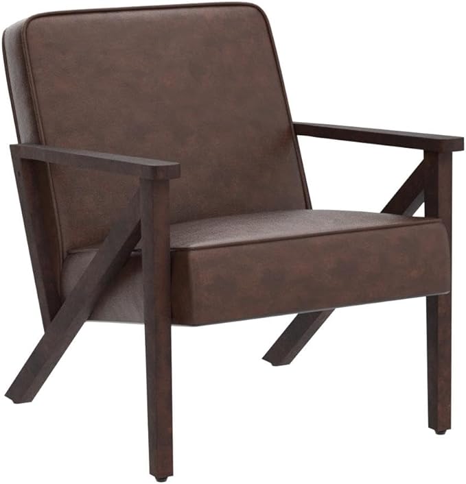Yaheetech Accent Chair, Armchair with Strong Wood Frame, PU Leather Modern Retro Lounge Chair for Living Room/Lounge/Office/Reception Area, 2 Pieces, Dark Brown - LeafyLoom