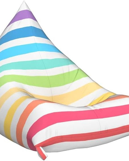 Stuffed Animal Storage Bean Bag Chair Cover Organizer Extra Large Beanbag Stuffed Animal Holder Canvas Stuff Animal Storage Sleeping Storage Bean Bag Chair Without Filling for Kids (Rainbow Style) - LeafyLoom