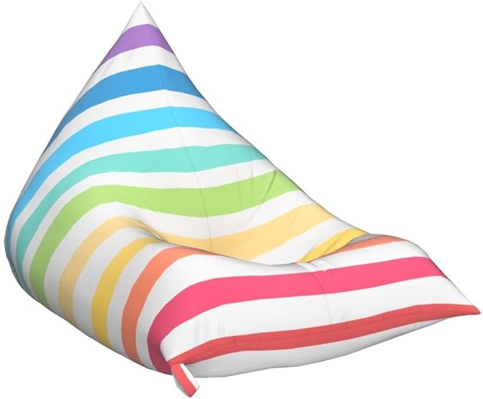 Stuffed Animal Storage Bean Bag Chair Cover Organizer Extra Large Beanbag Stuffed Animal Holder Canvas Stuff Animal Storage Sleeping Storage Bean Bag Chair Without Filling for Kids (Rainbow Style) - LeafyLoom