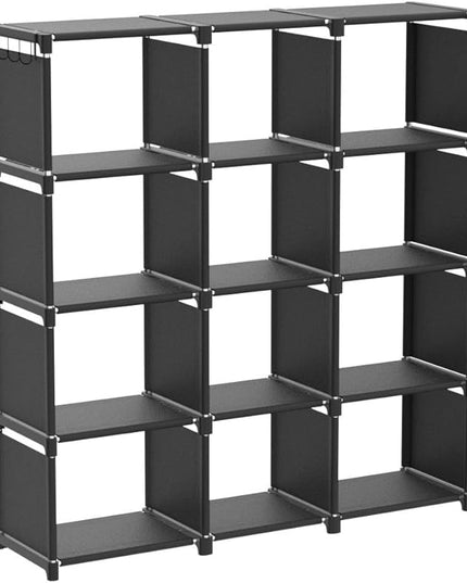 Mavivegue Book Shelf, 12 Cube Storage Organizer, DIY Bookcase, Metal Bookshelf,Tall Book case for Bedroom, Living Room,Office,Closet , Black Cubicle Rack - LeafyLoom