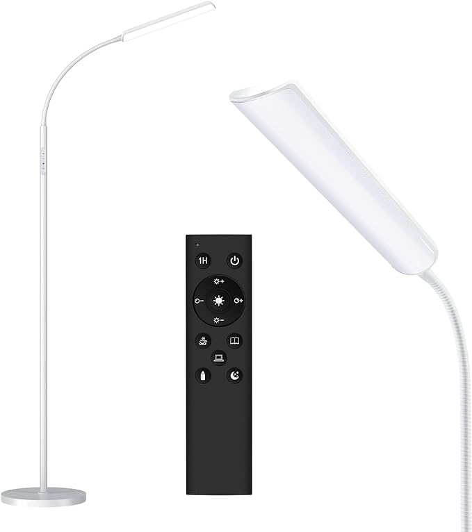 Dimunt LED Floor Lamp, Bright 15W Floor Lamps for Living Room with 1H Timer- White - LeafyLoom
