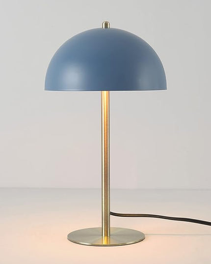 Globe Electric 52942 15" Desk Lamp, Matte Blue, Matte Brass Accents, in-Line On/Off Rocker Switch, for Bedroom, Office Decor, Home Essentials, Room Lighting, Reading Light - LeafyLoom