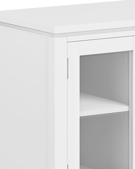 SIMPLIHOME Cosmopolitan SOLID WOOD Wide Contemporary Media Stand for TVs up to 80 inches for The Living Room and Entertainment Center, 72 inch, White - LeafyLoom