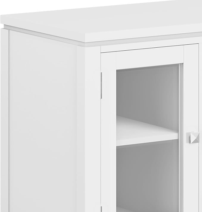 SIMPLIHOME Cosmopolitan SOLID WOOD Wide Contemporary Media Stand for TVs up to 80 inches for The Living Room and Entertainment Center, 72 inch, White - LeafyLoom