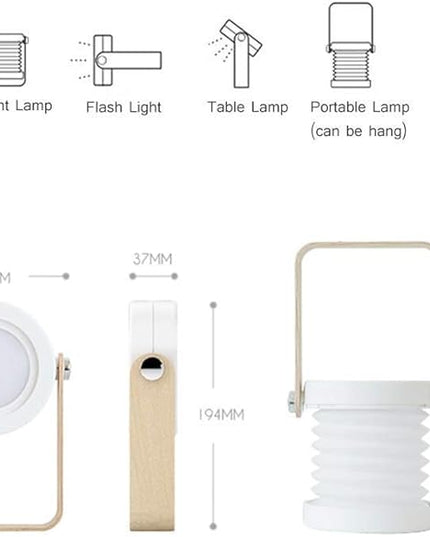 Rechargeable Portable Folding LED Lantern Lamp, WYNK Battery Operated Reading Light Table Lamp Outdoor Lamp Desk Lamp, Dimmable Multifunctional Night Light, Bedside Lamp for Bedroom - LeafyLoom