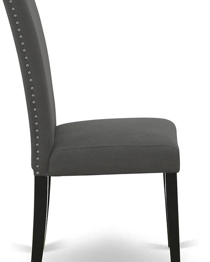 East West Furniture SHEN3-BLK-20 3 Piece Room Set Contains a Round Kitchen Dining Table with Pedestal and 2 Dark Gotham Linen Fabric Upholstered Chairs, 42x42 Inch - LeafyLoom