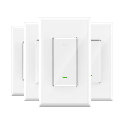 GHome Smart Switch,Smart Wi-Fi Light Switch Compatible with Alexa and Google Assistant 2.4Ghz, Single-Pole,Neutral Wire Required,UL Certified,Remote/Voice Control, No Hub Required (4 Pack) GhomeSmart