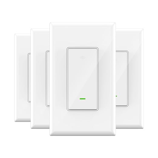 GHome Smart Switch,Smart Wi-Fi Light Switch Compatible with Alexa and Google Assistant 2.4Ghz, Single-Pole,Neutral Wire Required,UL Certified,Remote/Voice Control, No Hub Required (4 Pack) GhomeSmart