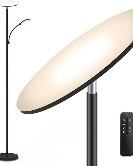 2024 New Floor Lamp, 44W 4500LM Super Bright LED Floor Lamp for Living Room, Remote Floor Lamp with Reading Light, Dimmable Modern Stand Tall Lamp for Bedroom Office - LeafyLoom