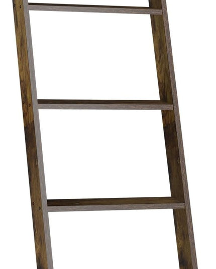 IBUYKE 5-Tier Blanket Ladder Shelf,Ladder Rack for Storage and Decor,Wooden Blanket Holder with Hooks,Easy Assembly for Bedroom,Rustic Brown TTR006H - LeafyLoom