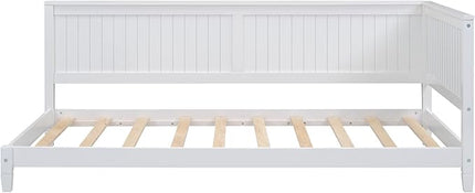 Bellemave Twin Size Wood Daybed, Wood DayBed Sofa Bed Frame for Living Room Bedroom,Solid Wood Daybed Twin Size Sofa Bed Frame with Wood Slat Support,No Box Spring Needed,White - LeafyLoom