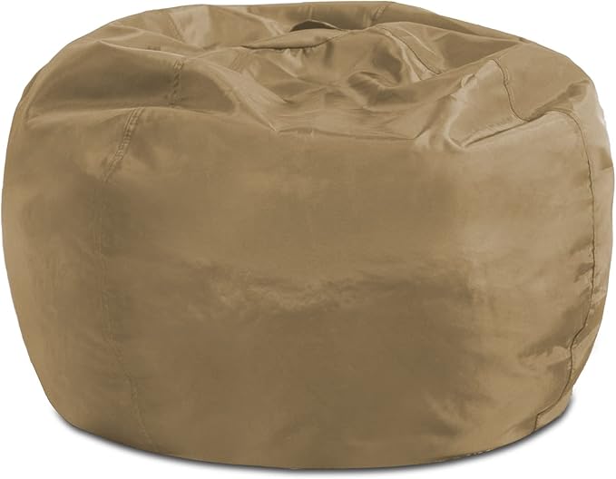 Posh Creations Structured Comfy Bean Bag Chair for Gaming, Reading, and Watching TV, 100in Round Classic Bean Bag, Microsuede - Camel - LeafyLoom