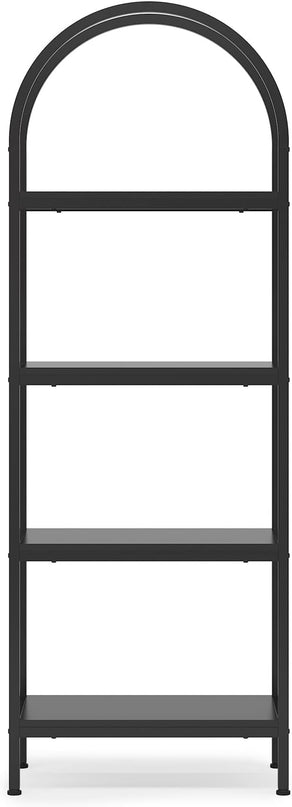 4-tier Arched Bookshelf, Tall Open Bookcase Storage Shelves, Wood Metal Freestanding Display Rack Tall Shelving Unit for Home Office, Bedroom, Living Room, Industrial Black - LeafyLoom