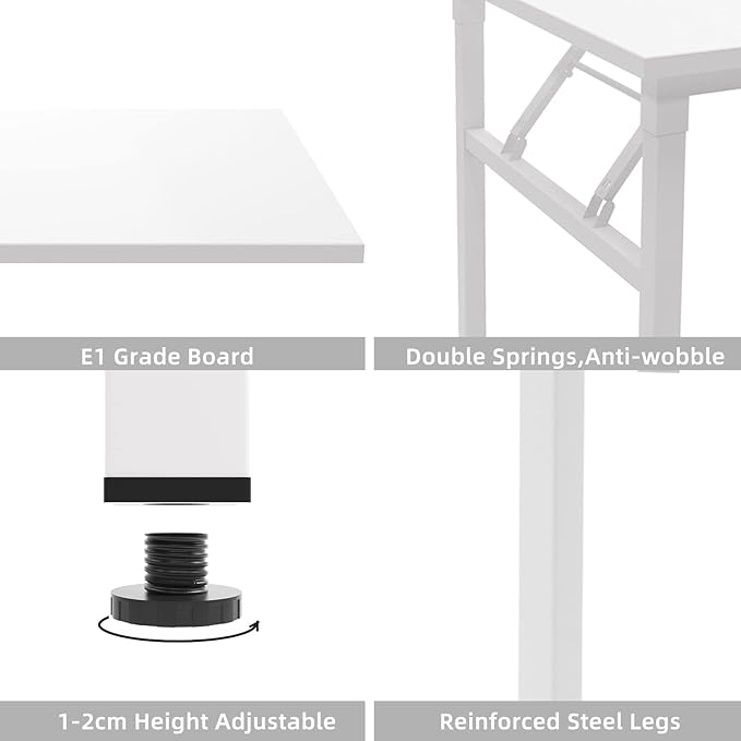 DlandHome Reversible L-Shaped Desk Large Corner Desk Folding Table Computer Desk Home Office Table Computer Workstation, White DND-ND11-WW - LeafyLoom