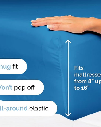 Queen Size 4 Piece Sheet Set - Comfy Breathable & Cooling Sheets - Hotel Luxury Bed Sheets for Women & Men - Deep Pockets, Easy-Fit, Soft & Wrinkle Free Sheets - Royal Blue Oeko-Tex Bed Sheet Set - LeafyLoom