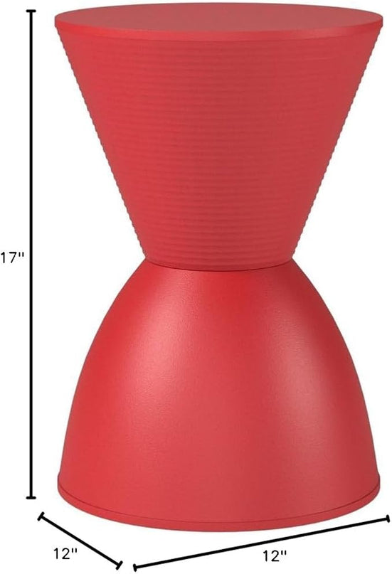 Modway Haste Contemporary Modern Hourglass Accent Stool in Red - LeafyLoom
