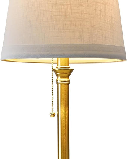 Oneach 19.5'' Gold Table Lamp for Living Room Nightstand Modern Lamps Brass Table Lamp for Bedroom Metal Bedside Lamp with White Drum Shade - LeafyLoom